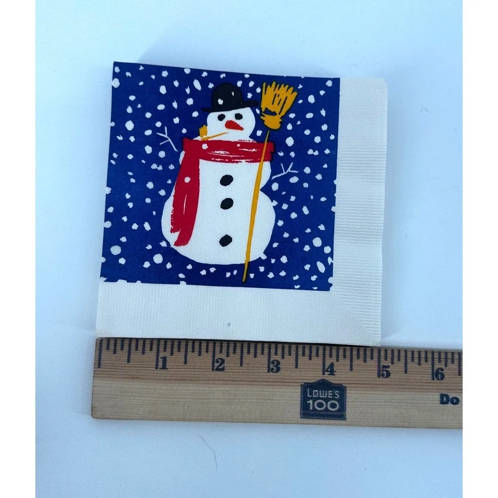 Vintage Peacock Papers Snowman Beverage Napkins Set of 12 5x5 Nostalgia Festive